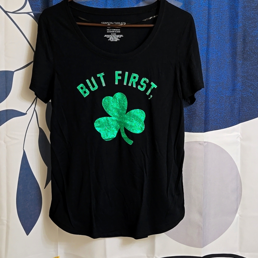 St. Patricks Day - But First, Shamrock T-Shirt